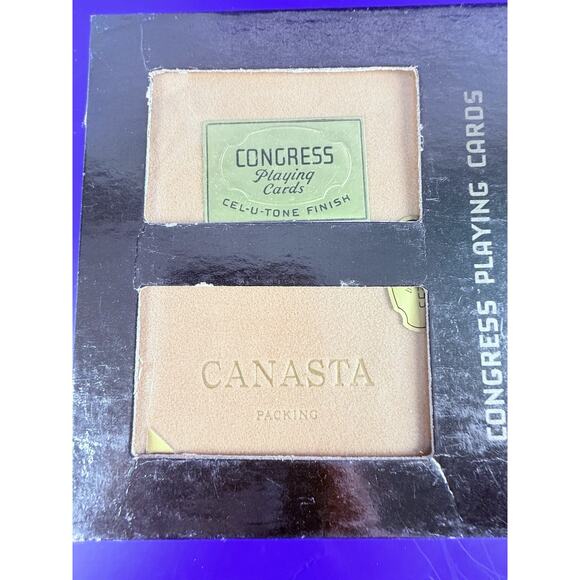 RARE VTG Congress Playing Cards Cel-U-Tone Triple Deck Canasta London Roses - Picture 6 of 12
